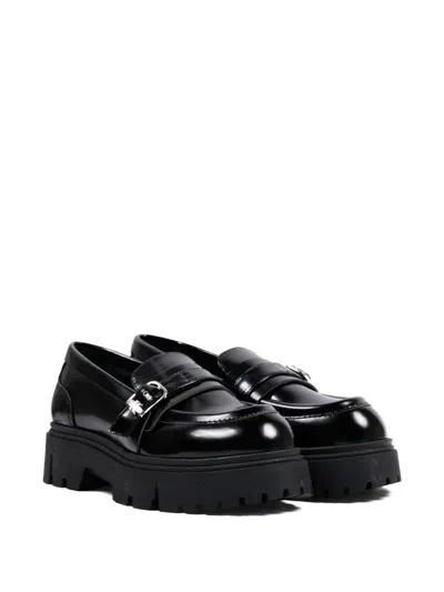 Calvin Klein Kids' Buckle-fastening Chunky-sole Loafers In Black