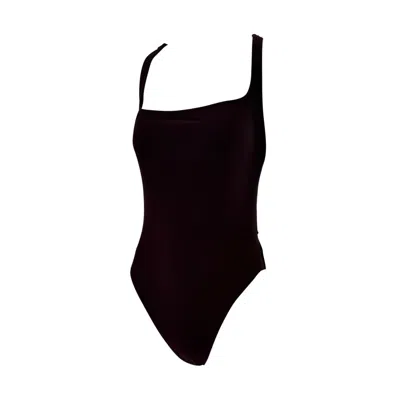 Pre-owned Calvin Klein Burgundy Lattice Back Swim Suit 1990s Dead Stock 14 In Red