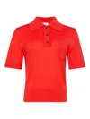 Calvin Klein Button Chest-pocket Polo Top In Red