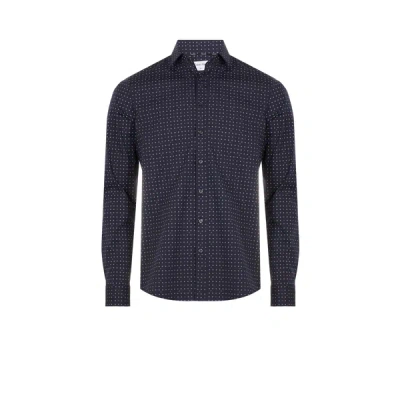 Calvin Klein Button Down Long-sleeve Cotton Shirt In Grey