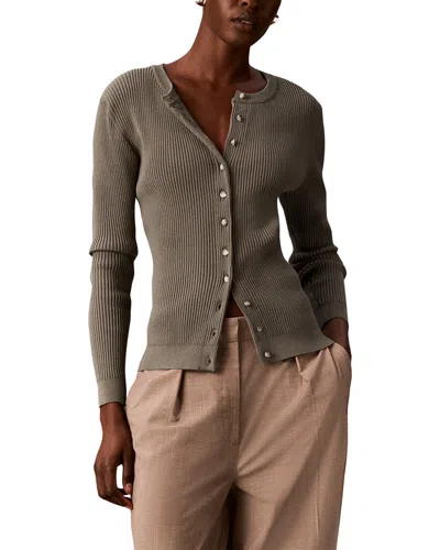 Calvin Klein Button Front Cardigan In Grey