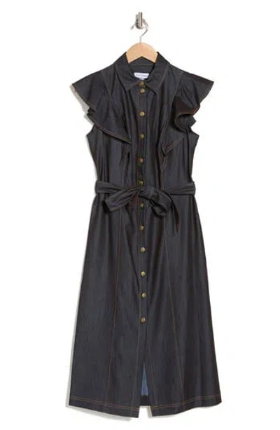 Calvin Klein Button Front Denim Midi Dress In Blue ModeSens