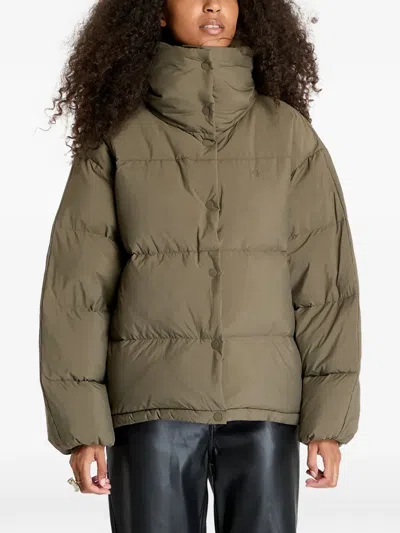 Calvin Klein Button High-neck Jacket In Green