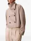 Calvin Klein Button High-neck Short Coat In Brown