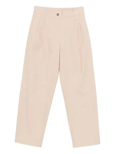 Calvin Klein Button Pleated Trousers In Neutral