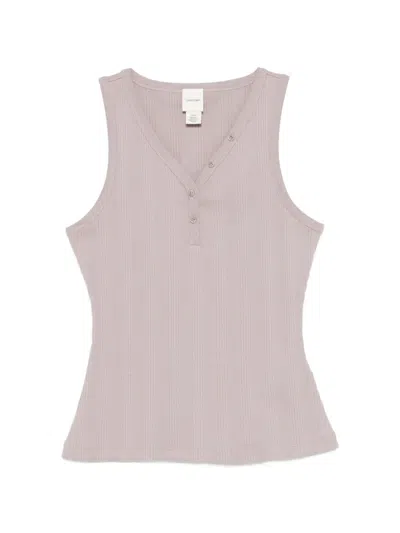 Calvin Klein Button Ribbed Tank Top In Purple