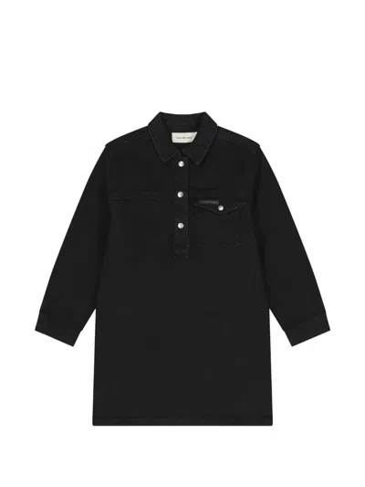 Calvin Klein Kids' Buttoned Chest-pocket Dress In Black