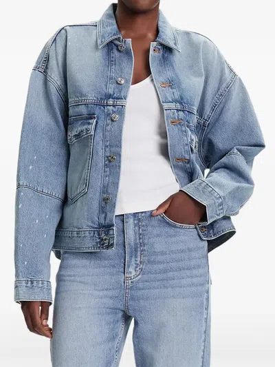 Calvin Klein Buttoned Light Denim Jacket In Blue