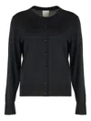 Calvin Klein Buttoned Virgin-wool Cardigan In Black