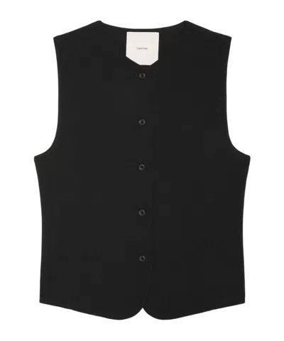 Calvin Klein Button-up Waistcoat In Black