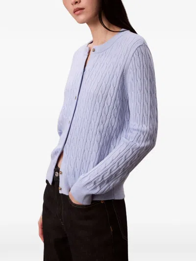 Calvin Klein Cable-knit Buttoned Knitwear In Blue