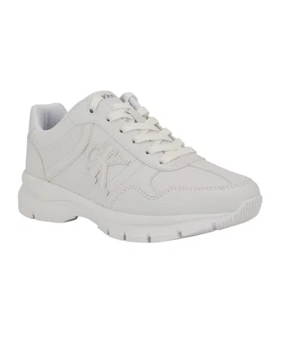 Calvin Klein Caisneakers Women White Ck Logo Low Top Casual Shoes Htat924