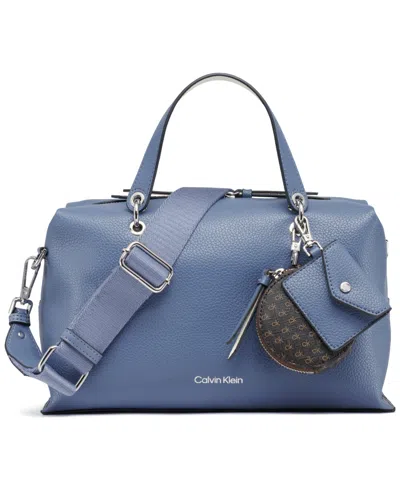 Calvin Klein Cali Medium Satchel Bag In Folkstone Gray,white