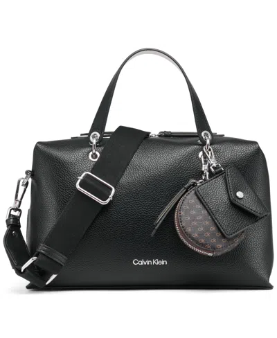 Calvin Klein Cali Medium Satchel Bag In Black,white
