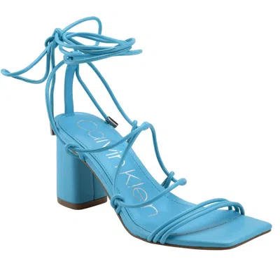 Calvin Klein Calista Womens Faux Leather Strappy Heels In Blue