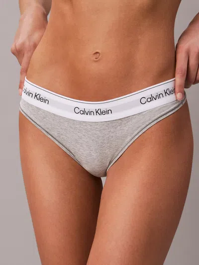 Calvin Klein Icon Cotton Modal Thong In Gray