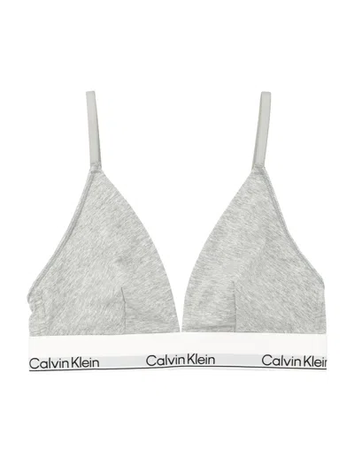 Calvin Klein Icon Cotton Modal Triangle Bralette In Gray