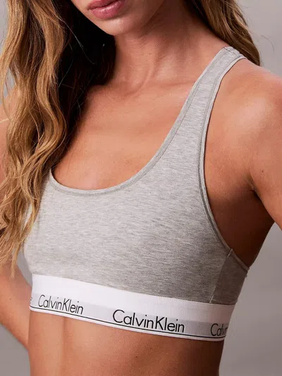 Calvin Klein Icon Cotton Modal Unlined Bralette In Gray