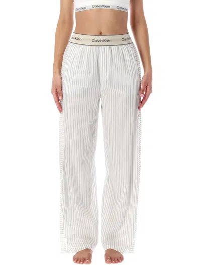 Calvin Klein Striped Cotton Pajama Pants In White