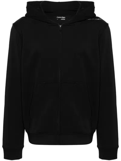 Calvin Klein Rubberised-logo Hoodie In Black