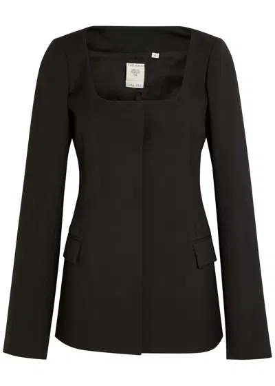 Calvin Klein Camille Scoop-neck Wool Blazer In Black