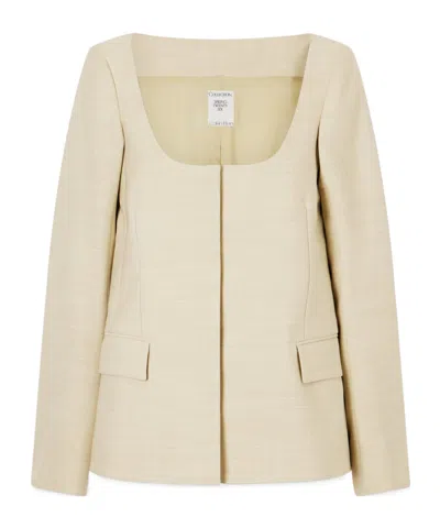 Calvin Klein Camille Wool-twill Jacket In Nude
