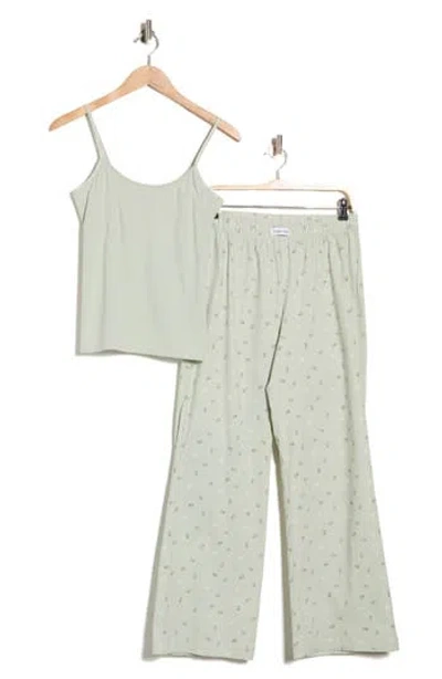 Calvin Klein Camisole Long Pajamas In Green