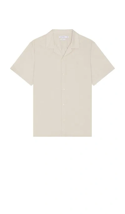 Calvin Klein Camp Shirt In Nude