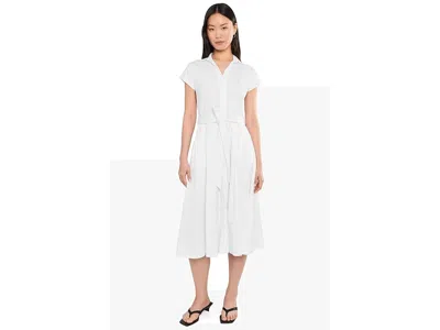 Calvin Klein Cap Sleeve Cotton Midi Shirt Dress In White