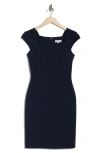 Calvin Klein Cap Sleeve Scuba Crepe Sheath Dress In Purple