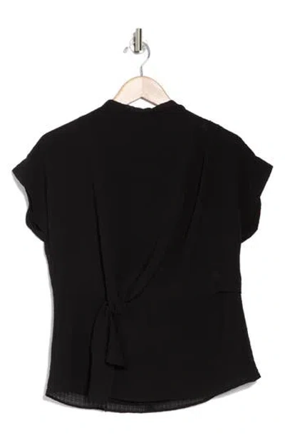 Calvin Klein Cap Sleeve Tie Waist Top In Black
