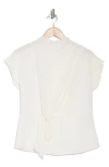 Calvin Klein Cap Sleeve Tie Waist Top In Cream