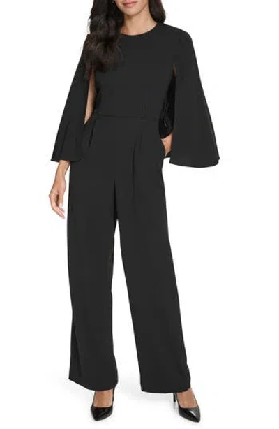 Calvin Klein Cape Jumpsuit In Black