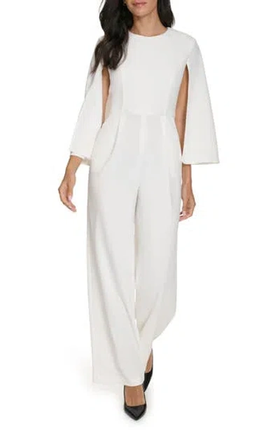 Calvin Klein Cape Jumpsuit In Cream