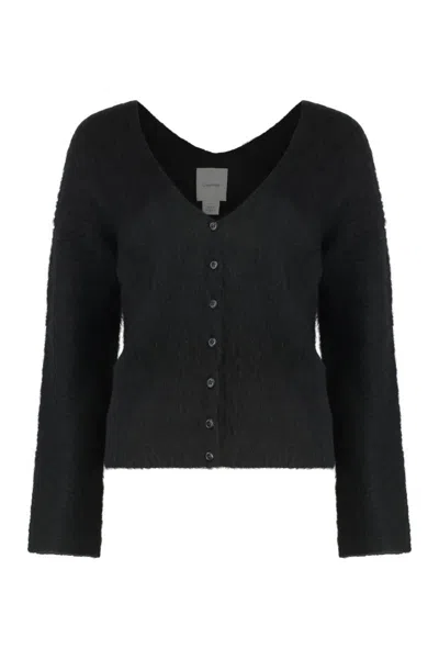 Calvin Klein Cardigan In Mixed Alpaca In Black