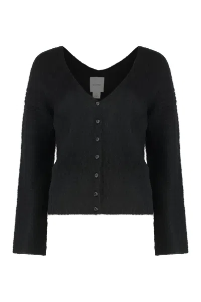Calvin Klein Cardigan In Mixed Alpaca In Black
