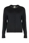 Calvin Klein Buttoned Virgin-wool Cardigan In Black