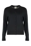 Calvin Klein Buttoned Virgin-wool Cardigan In Black
