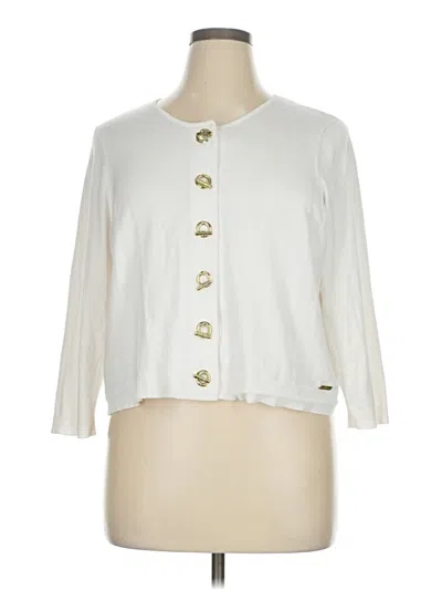 Pre-owned Calvin Klein Cardigan Sweater In White
