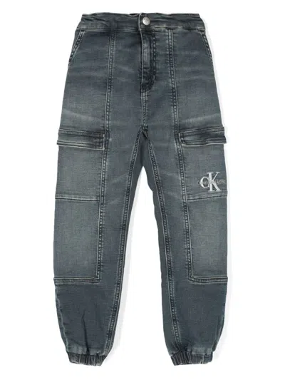 Calvin Klein Kids' Cargo Jeans In Green