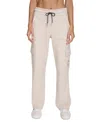 Calvin Klein Cargo Pants Women's Beige Active Embroidered Logo Fts517 In Neutral