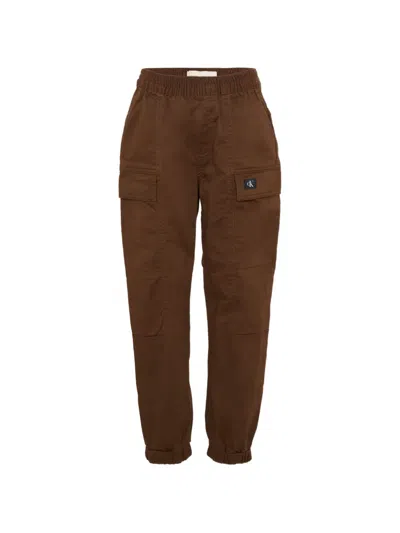Calvin Klein Kids' Cargo-pocket Trousers In Brown