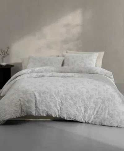 Calvin Klein Cascade Cotton Yarn Dyed Duvet Cover Set In White