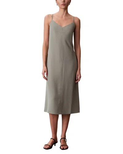 Calvin Klein Casual Twill Sleeveless Shift Dress In Gray