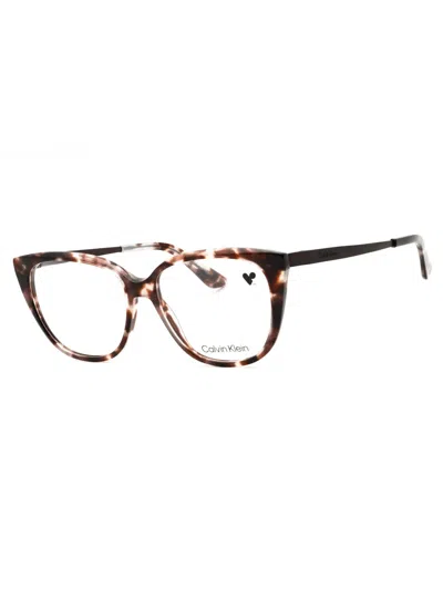 Calvin Klein Cat Eye Eyeglasses With Premium Acetate Frame For Women In Brown