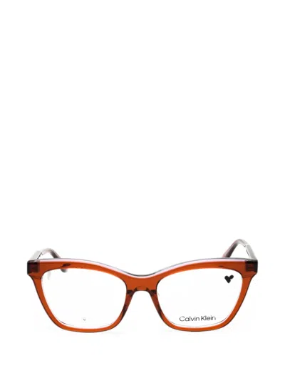 Calvin Klein Cat-eye Glasses In Red