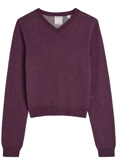 Calvin Klein Celia Linen-blend Jumper In Purple