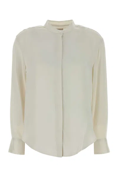 Calvin Klein Chalk Satin Shirt In White