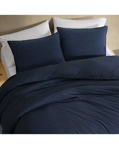 Calvin Klein Chalk Stripe Duvet Set In Blue