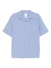 Calvin Klein Chambray Cuban-collar Shirt In Blue